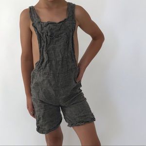 Grey Handmade Linen Overalls